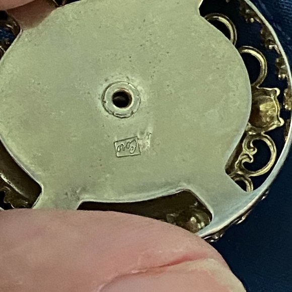 Vintage CORA Choker Necklace with Aquamarine Stone/Faux Pearls - Picture 3 of 3